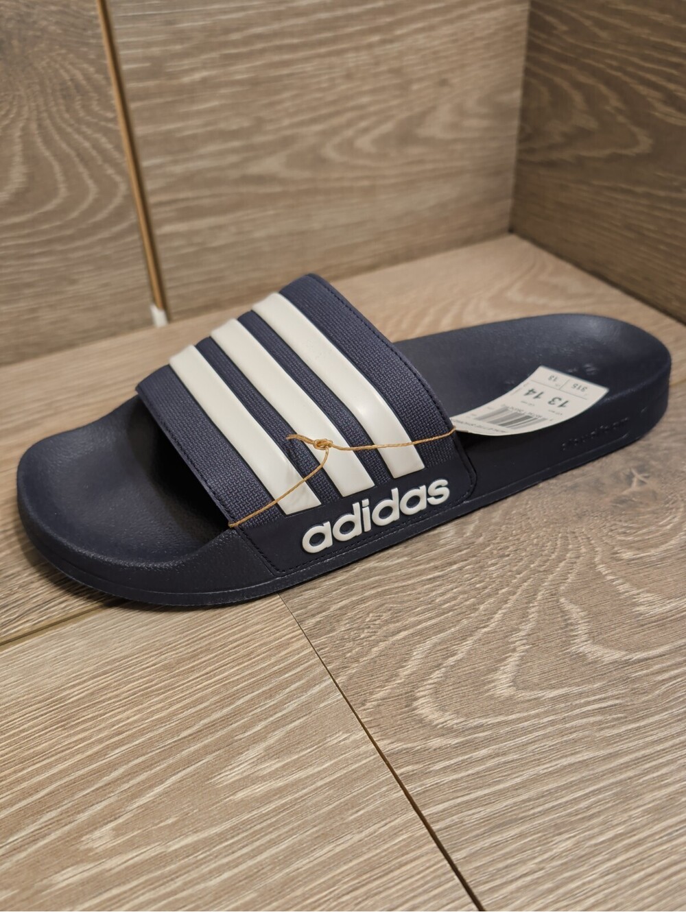 New Adidas Adilette Shower Slides Navy Blue White Men’s Size 13 With Box